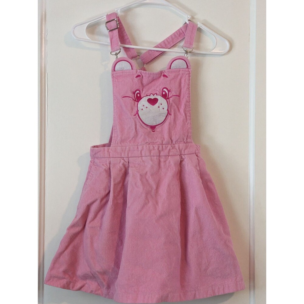 Dolls Kill Care Bears corduroy skirt S overalls pink love-a-lot bear adjustable